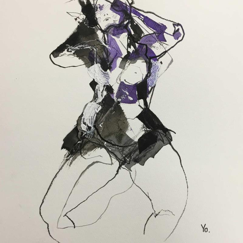 Painting Près de toi by YO | Painting Figurative Ink Nude