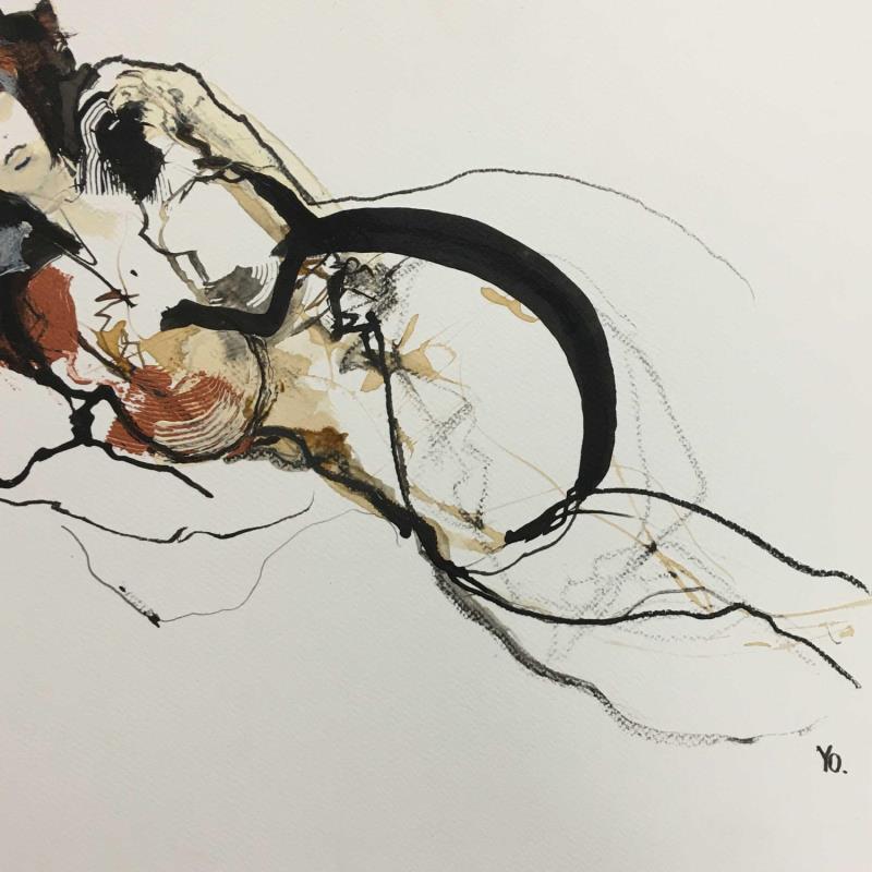Painting Mes tourments by YO | Painting Figurative Ink Nude