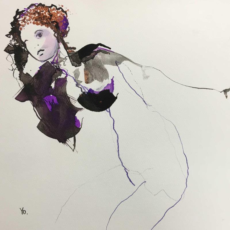 Painting Mon iris by YO | Painting Figurative Nude Ink