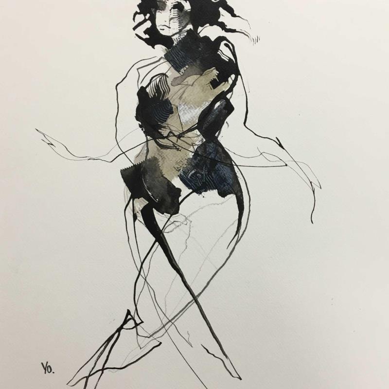 Painting Vers toi by YO | Painting Figurative Ink Nude