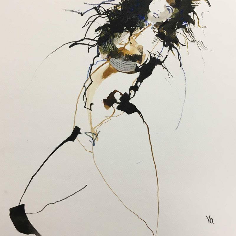 Painting Avant que tu m'oublies by YO | Painting Figurative Ink Nude