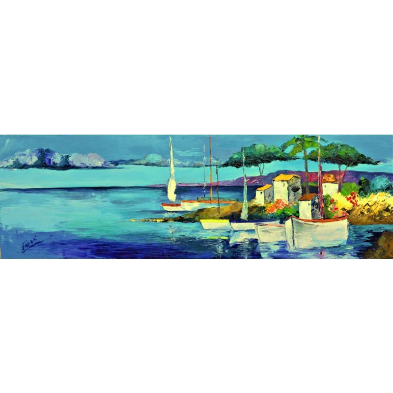 Painting THE BOAT OF ST TROPEZ by Laura Rose | Painting Figurative Landscapes Oil