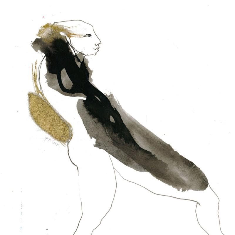 Painting Embroidery by Pagny Corine | Painting Figurative Black & White, Nude