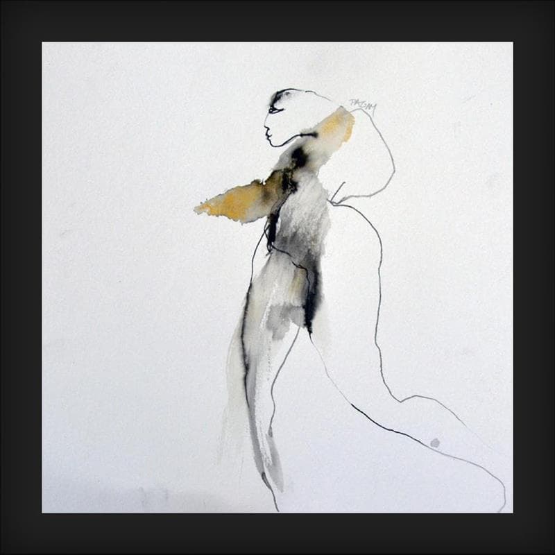 Peinture Nu 9 par Pagny Corine | Tableau Figuratif Mixte nu noir & blanc