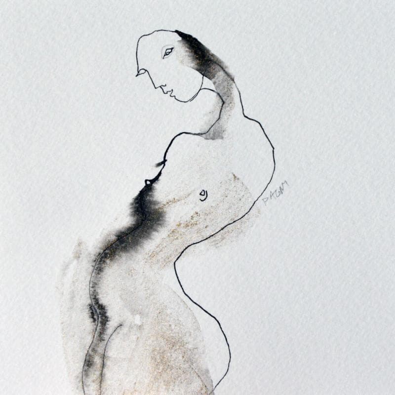 Painting Nu 549 by Pagny Corine | Painting Figurative Mixed Nude Black & White