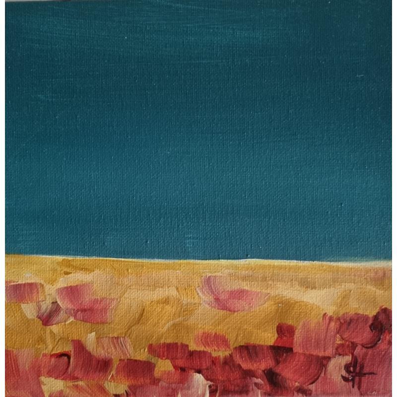 Painting POPPY FIELD by Herz Svenja | Painting Abstract Landscapes Acrylic