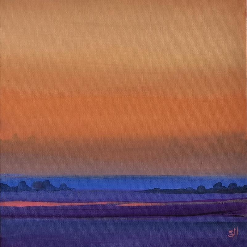 Painting VIOLET FIELDS by Herz Svenja | Painting Landscapes Acrylic