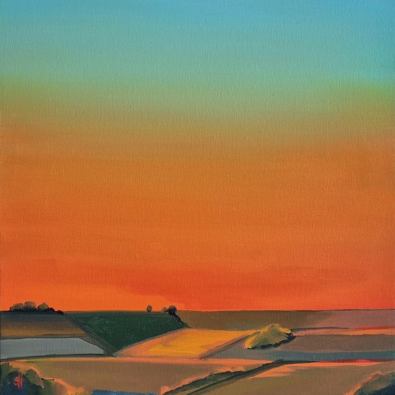 Painting ORANGE SKY by Herz Svenja | Painting Impressionism Acrylic Landscapes