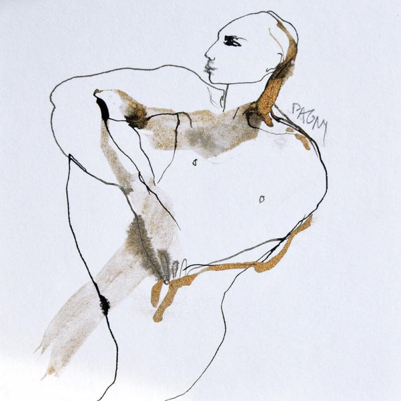 Painting Nu 602 by Pagny Corine | Painting Figurative Mixed Nude Black & White