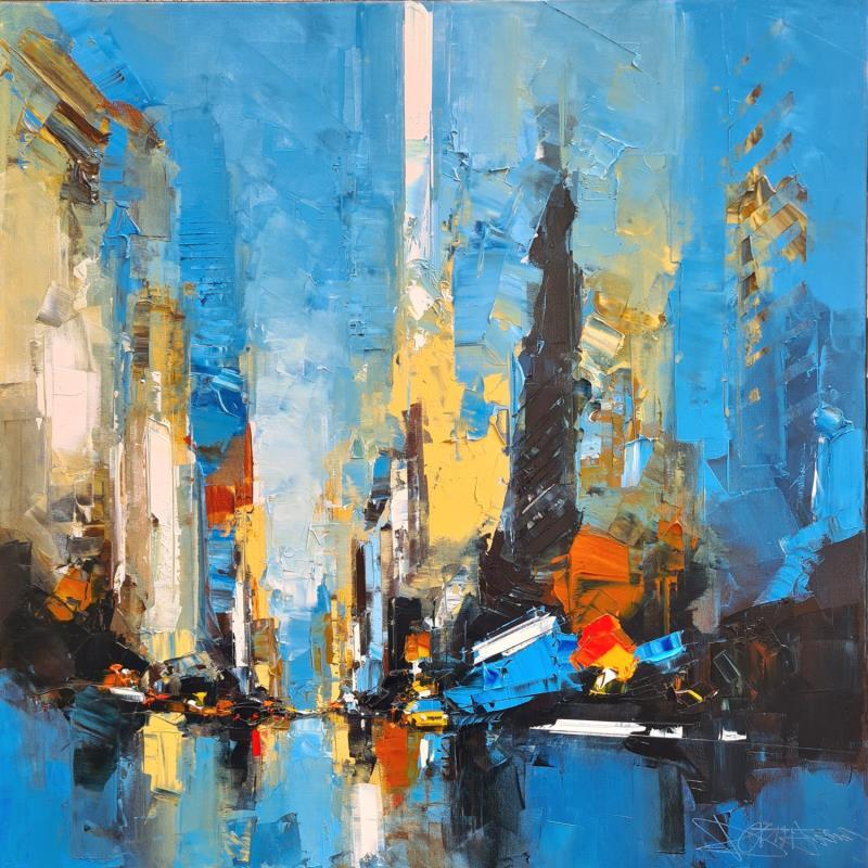 Painting Blue Manhattan by Castan Daniel | Painting Figurative Oil