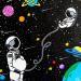 Peinture Naissance spatiale par Elly | Tableau Pop-art Scènes de vie Enfant Acrylique Posca