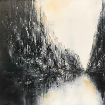 Painting Sin City by Levesque Emmanuelle | Painting Figurative Oil Black & White, Urban