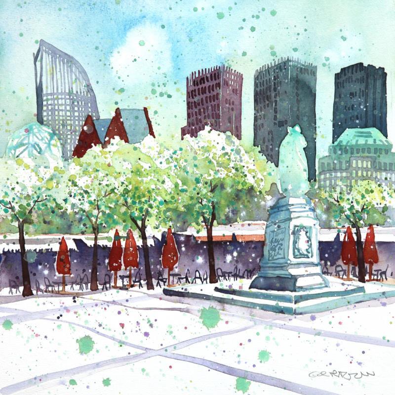 Painting NO.  23115  THE HAGUE  HET PLEIN by Thurnherr Edith | Painting Figurative Watercolor Urban