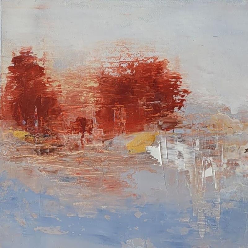 Painting Arbres orange by Chebrou de Lespinats Nadine | Painting Abstract Landscapes Oil