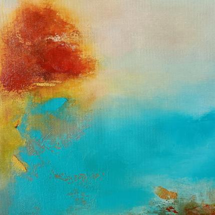 Painting Arbre orange au bord du lac by Chebrou de Lespinats Nadine | Painting Abstract Oil Landscapes
