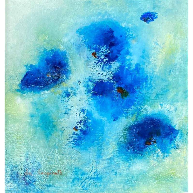 Painting Fleurs bleues by Chebrou de Lespinats Nadine | Painting Abstract Nature Oil