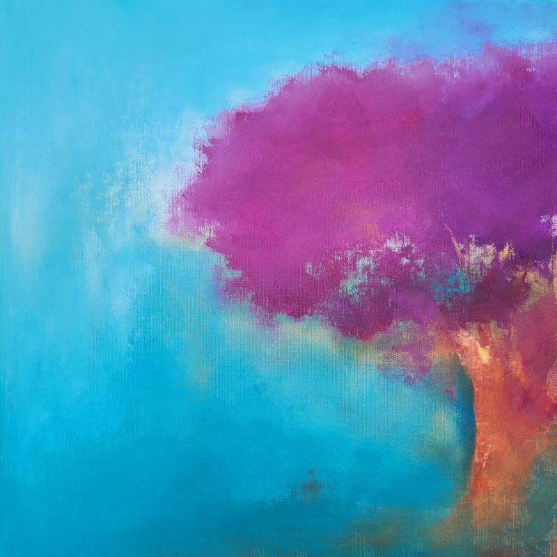Painting Arbre violet 2 by Chebrou de Lespinats Nadine | Painting Abstract Landscapes Oil