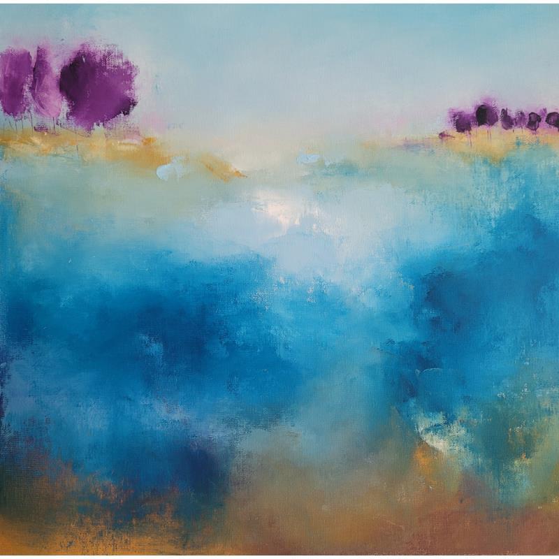 Painting Arbres violet 3 by Chebrou de Lespinats Nadine | Painting Abstract Landscapes Oil