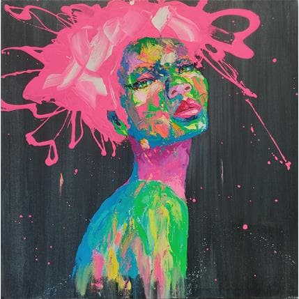 Painting Pink Mulata by Agusil Marc | Painting Figurative Acrylic Portrait