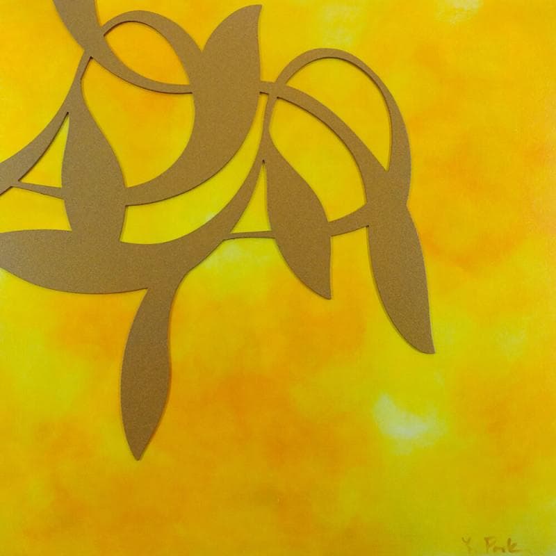 Peinture Yellow gold ivy par Park Yongho | Tableau Abstrait Mixte minimaliste