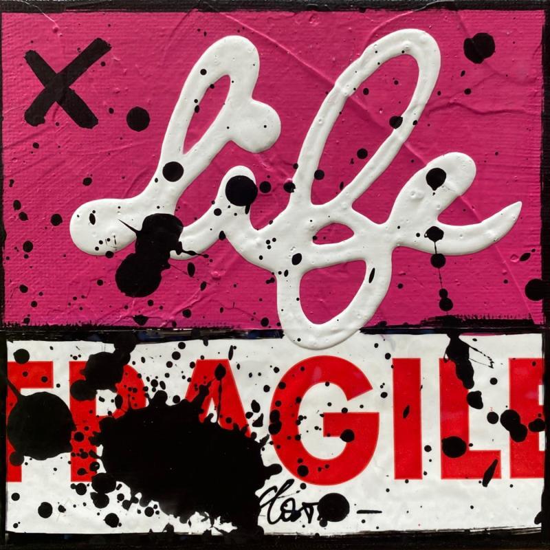 Painting Fragile life (rose) by Costa Sophie | Painting Pop art Acrylic, Gluing, Posca, Upcycling
