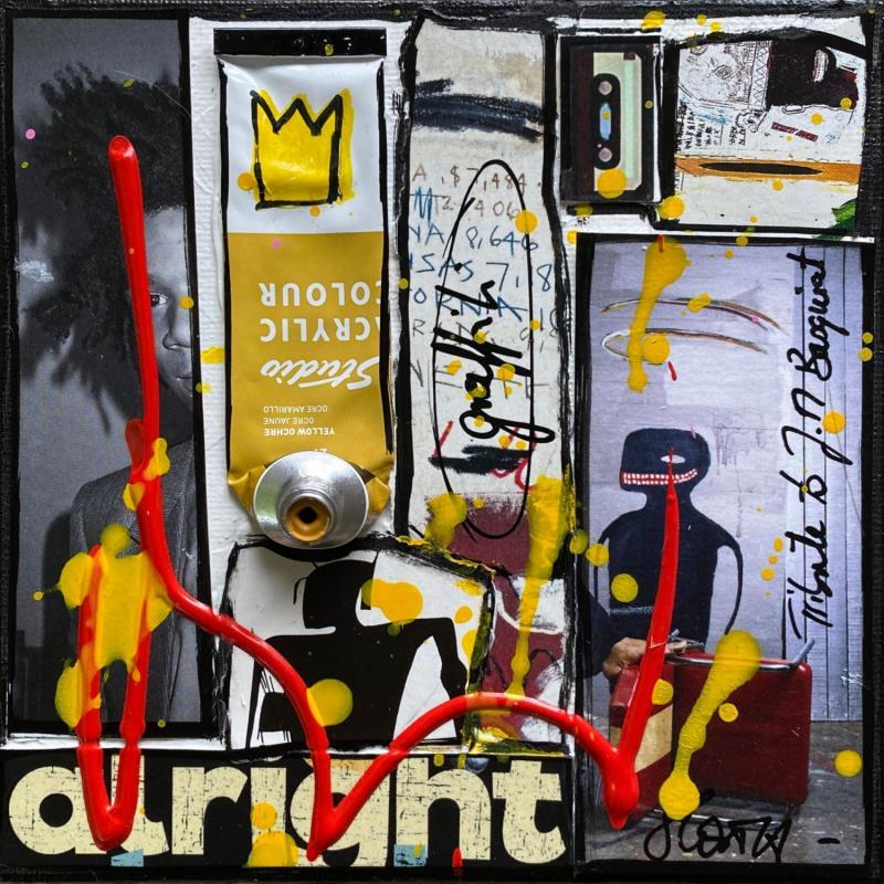 Painting Tribute to Basquiat by Costa Sophie | Painting Pop art Acrylic, Gluing, Posca, Upcycling Pop icons