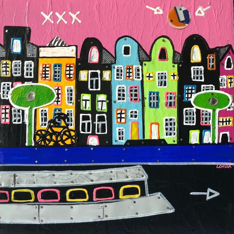 Gemälde Pinky Cruise von Lovisa | Gemälde Pop-Art Urban Architektur Holz