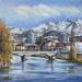 Painting GRENOBLE by Lallemand Yves | Painting Figurative Urban Oil Acrylic
