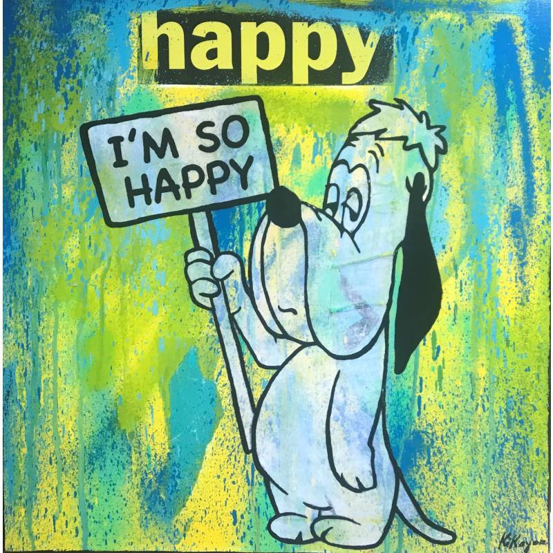 Peinture Droopy « I am so happy » par Kikayou | Tableau Pop-art Acrylique, Graffiti, Posca Icones Pop