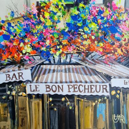 Peinture Cafe le bon pecheur. paris par Rasa | Tableau Figuratif Acrylique Urbain