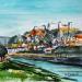 Painting Donau (Salzburg) by Hoffmann Elisabeth | Painting Figurative Urban Marine Watercolor