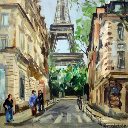 Painting Près de la Tour Eiffel by Novokhatska Olga | Painting Figurative Oil Urban