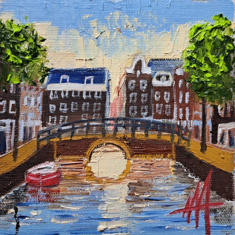 Gemälde Blauwburgwal, beautifull Amsterdam von De Jong Marcel | Gemälde Figurativ Öl Landschaften, Urban
