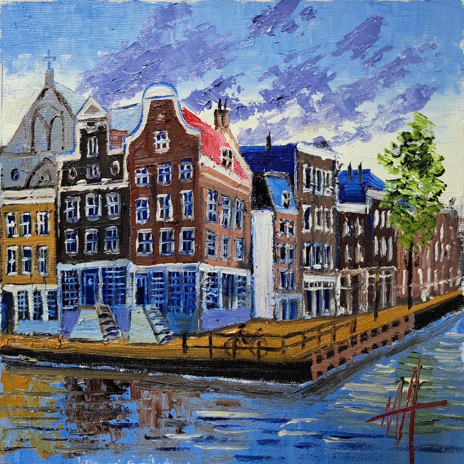 ▷ Painting Amsterdam, crossing canals by De Jong Marcel | Carré d'artistes