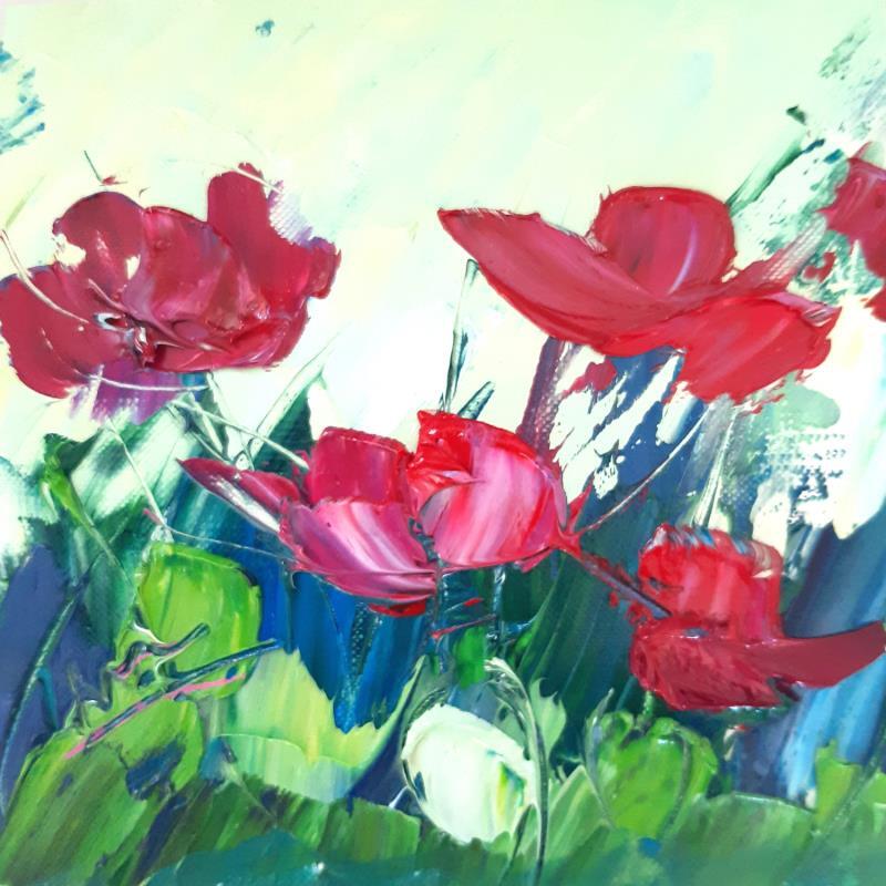Painting CHAMP DE TULIPE ROSE 110623 by Laura Rose | Painting Figurative Oil still-life