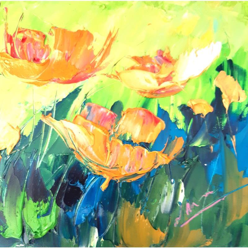 Painting DANSE JAUNE DES TULIPES 110623 by Laura Rose | Painting Figurative Still-life Oil