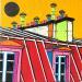 Painting Chaleur d'été by Lovisa | Painting Pop-art Urban Acrylic Gluing Posca Upcycling