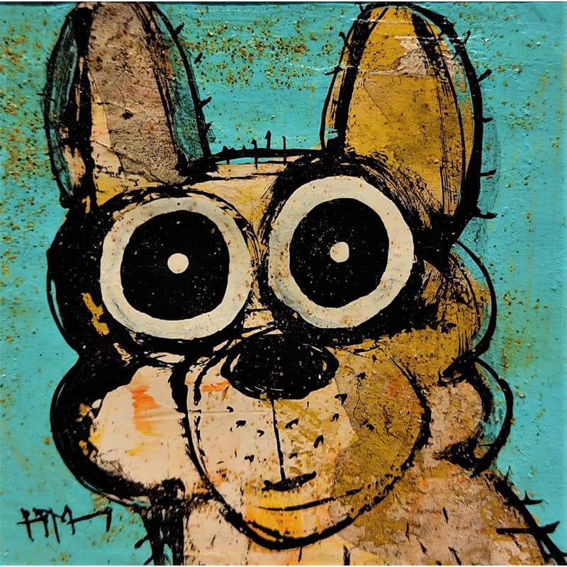 Painting Chien bleu by Maury Hervé | Painting Illustrative Mixed Animals