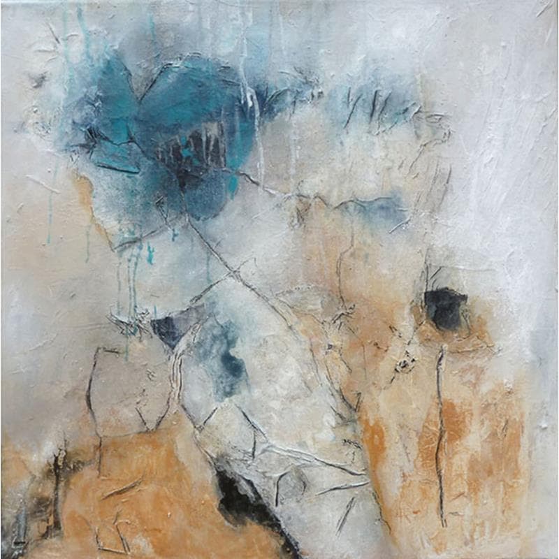 Peinture Saison bleue 1 par Han | Tableau Abstrait Mixte Paysages