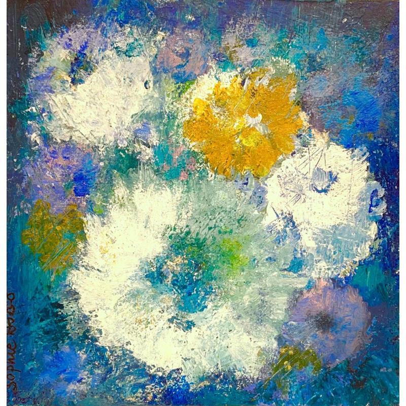 Painting Suis fleur bleue  by Rocco Sophie | Painting Raw art Acrylic Minimalist, Nature