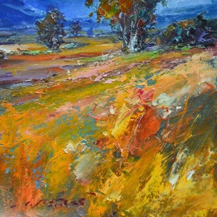 Gemälde Yellow meadow von Petras Ivica | Gemälde Figurativ Öl Landschaften