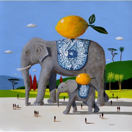 Painting Maternité by Lionnet Pascal | Painting Surrealism Acrylic Animals, Landscapes, still-life