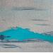Peinture Carré Turquoise I par CMalou | Tableau Abstrait Matiérisme Minimaliste Sable