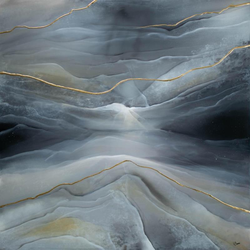 Painting Crépuscule rocheux by Baroni Victor | Painting Abstract Acrylic Black & White