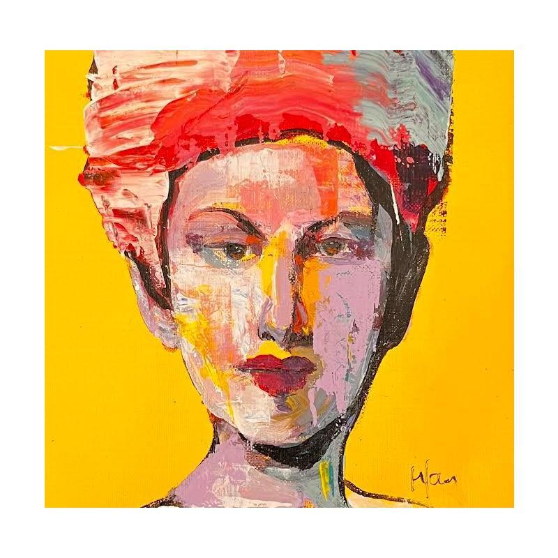 Painting Pop Yellow 1 by Yavru Irfan | Painting Figurative Oil Pop icons, Portrait