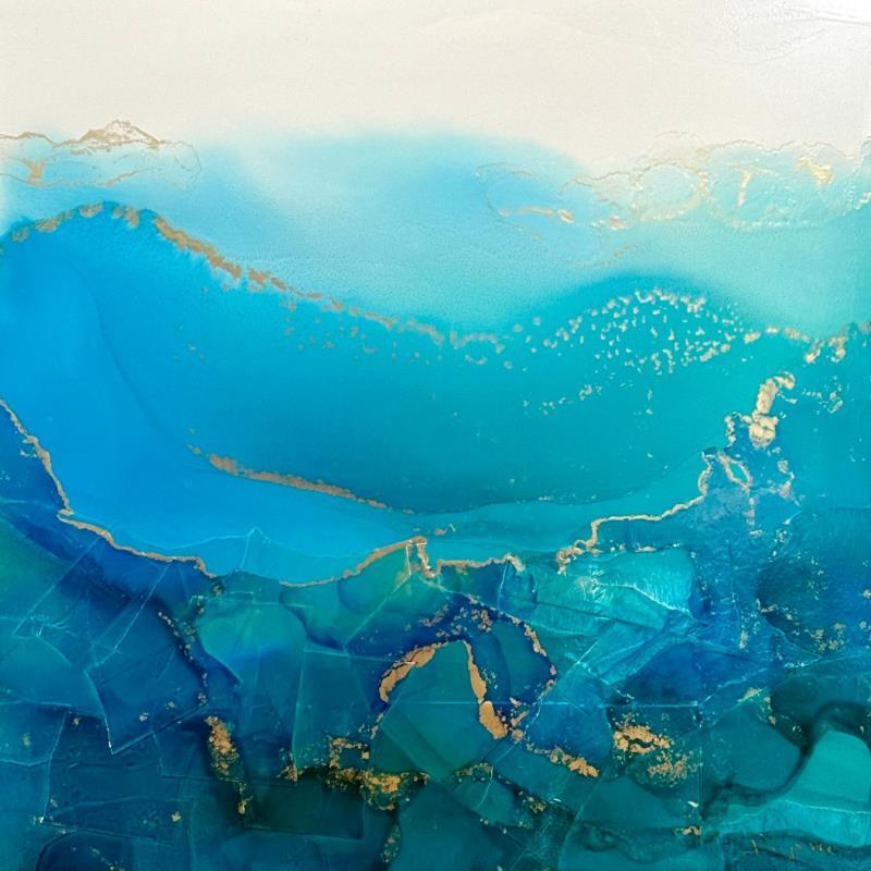 Painting F3_1388 POESIE MARINE by Depaire Silvia | Painting Abstract Landscapes Marine Minimalist Metal Acrylic Ink