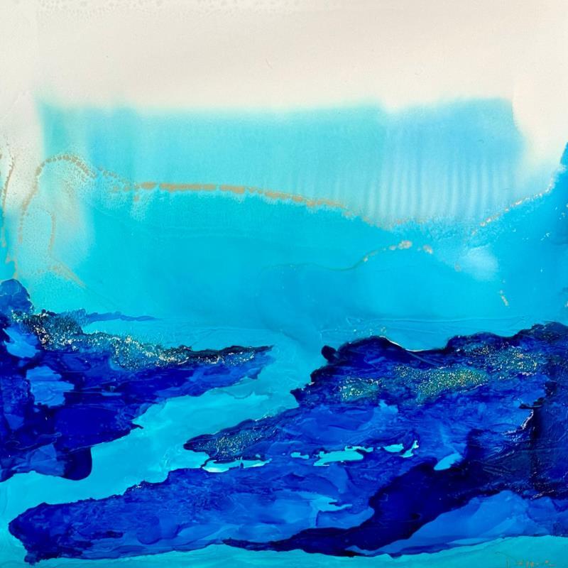 Painting F4_1394 POESIE MARINE by Depaire Silvia | Painting Abstract Landscapes Marine Minimalist Metal Acrylic Ink