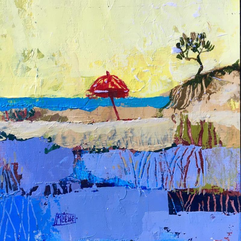 Gemälde Soleil couchant sur la plage  von Bertre Flandrin Marie-Liesse | Gemälde Figurativ Landschaften Marine Natur Acryl