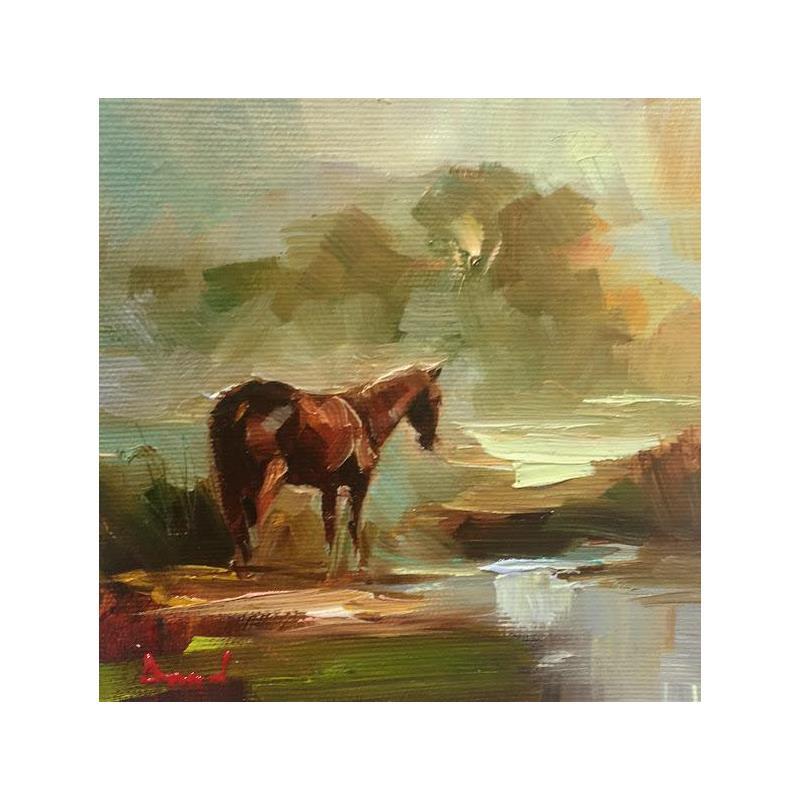 Painting In Harmony With Nature by Bond Tetiana | Painting Figurative Landscapes Nature Animals Oil