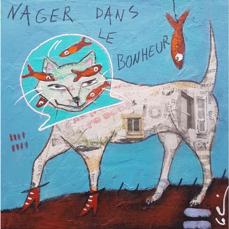 Painting Nager dans le bonheur  by Colin Sylvie | Painting Raw art Animals